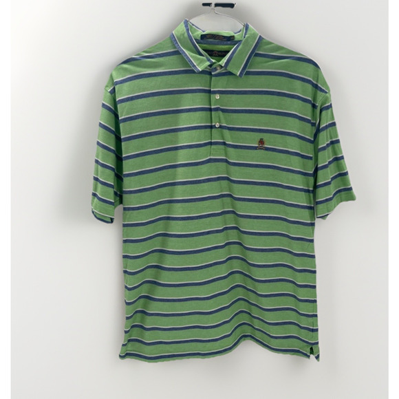 Tommy Hilfiger Other - Vintage Tommy Hilfiger Men's Green & Blue Striped Polo Shirt Short Sleeve